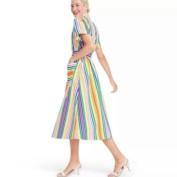 Size 2 Christopher John Rogers Striped Shirtdress - Picture 2 of 7